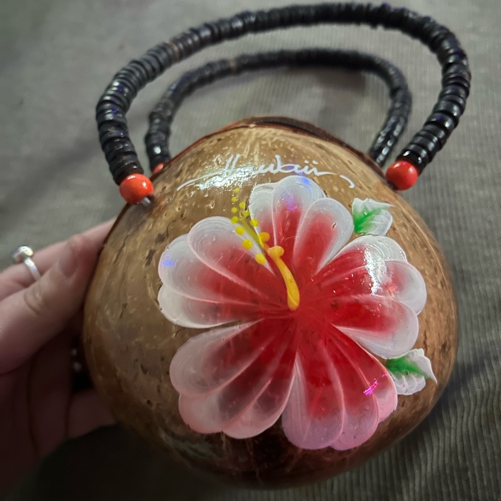 Handcrafted Floral Coconut Shell Bag